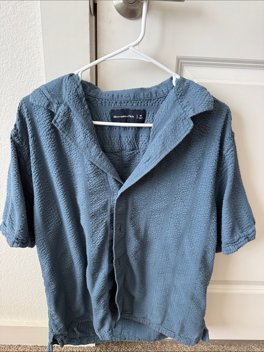 Abercrombie & Fitch Slate Blue Waffle Short Sleeve Shirt